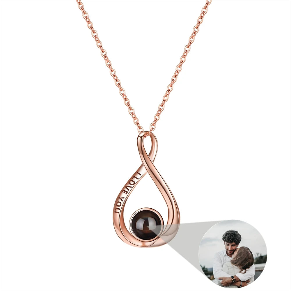 Geometric/Camera Pendant Custom Photo Necklace for Women Personalized Projection Photo 925 Silver Chain Birthday Jewelry