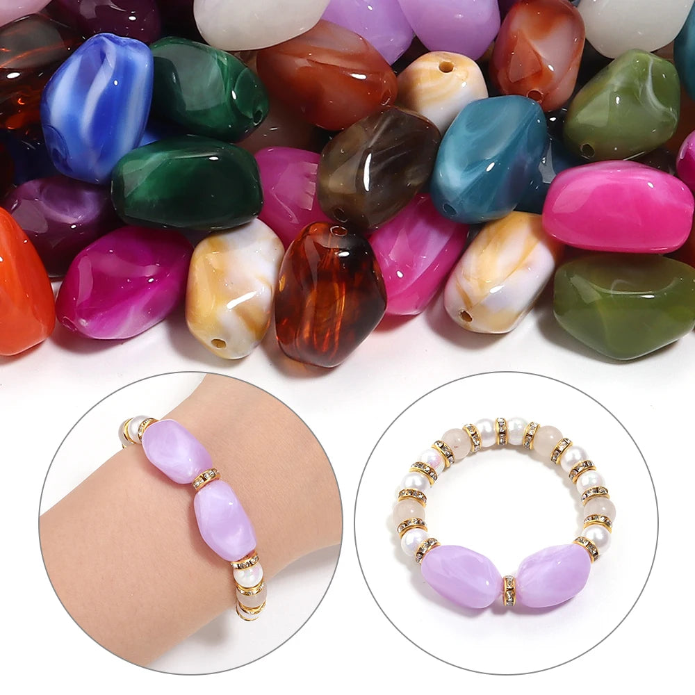 20pcs Dual Color Irregular Acrylic Beads Meteorite Shape Loose Spacer Beads For DIY Jewelry Making Bracelet Necklace Accessories