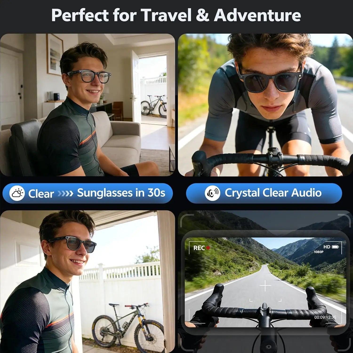 2026New AI Smart Glasses Men Women 800W HD Camera Bluetooth Call 100+Languages Translation Voice Control Music Player Sunglasses