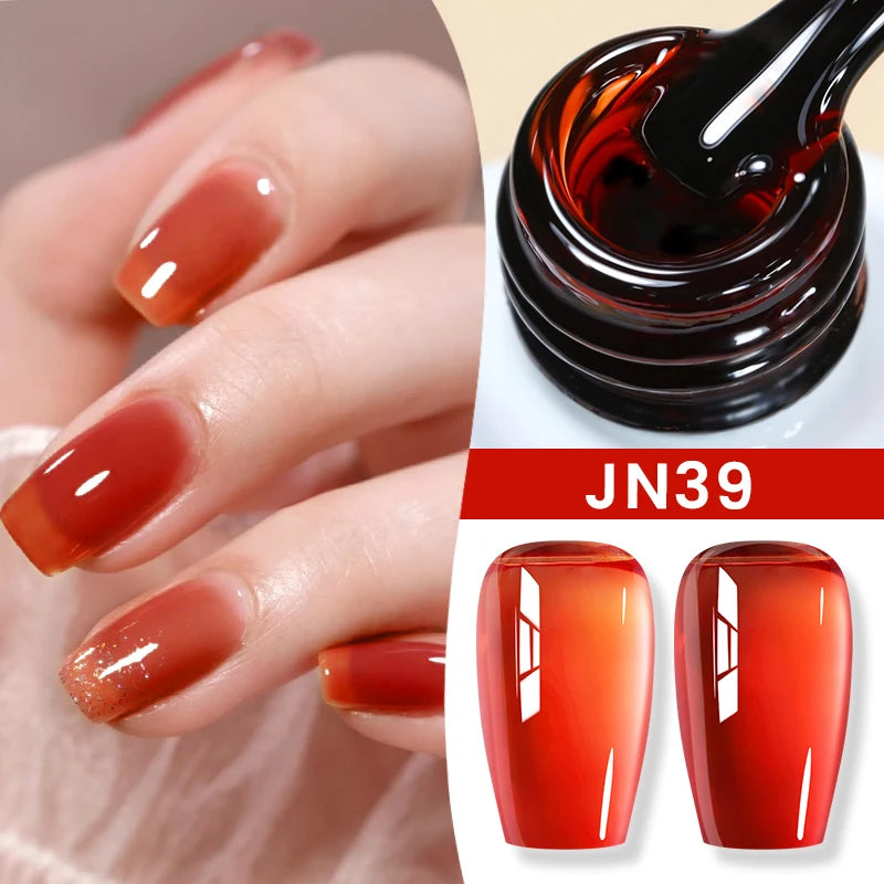 BORN PRETTY 10ml Blood Red Jelly Transparent Gel Nail Polish Wine Red Winter Color Semi Permanent Soak Off UV LED Varnish