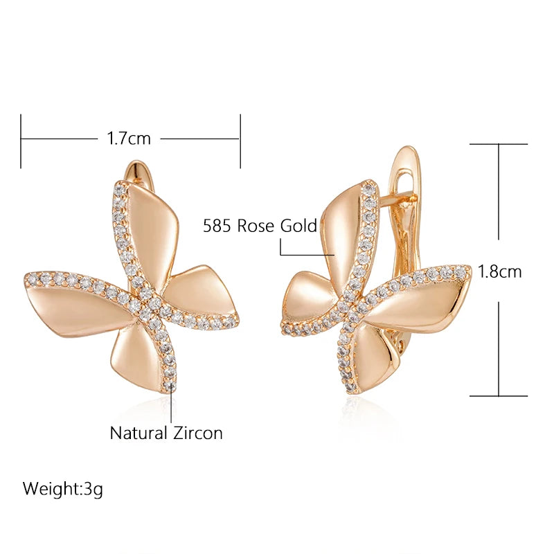 SYOUJYO Butterfly Shape Earrings For Women English Ear Clips Daily Wear Luxury 585 Gold Color Jewelry
