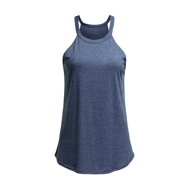 2026 Women's Summer Clothing Top Halter-neck Vest Shirts Women Wear Solid Color Slim-fit Sleeveless Round Neck Blouse For Women