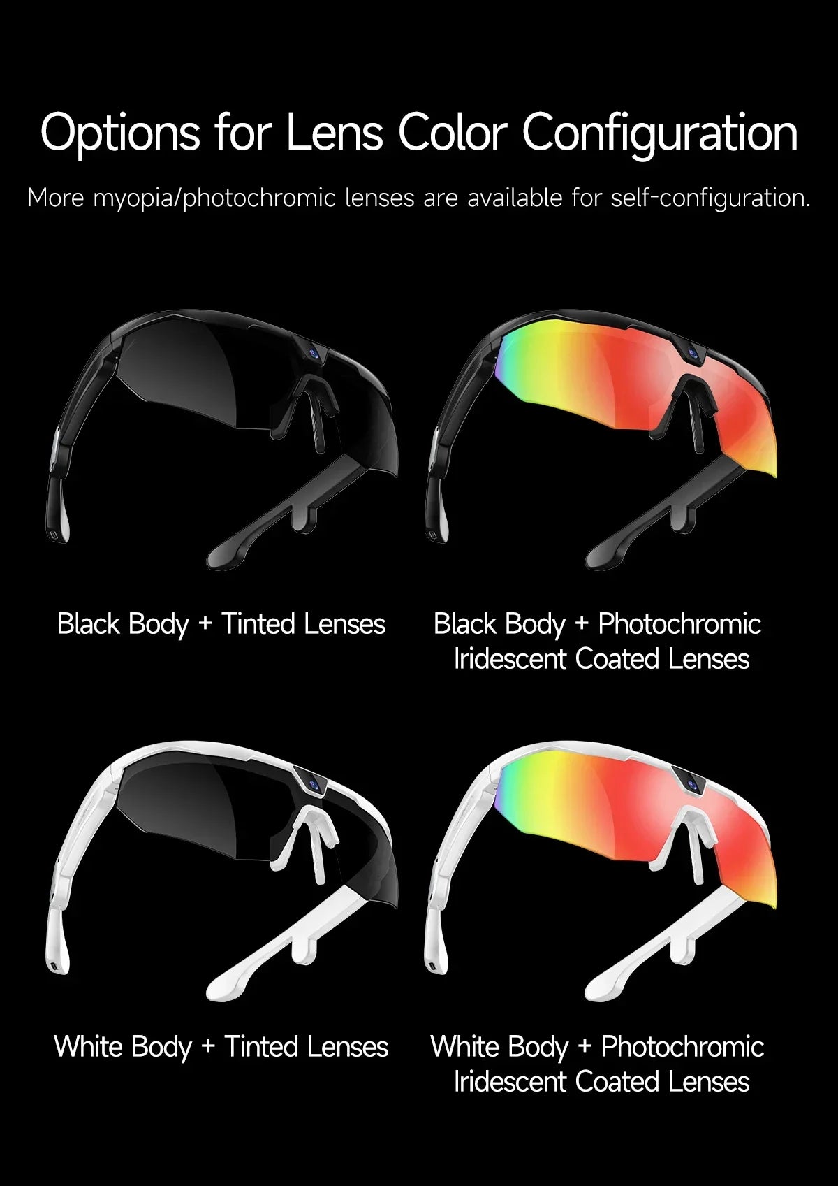 2026 AI Smart Glasses 800W HD Anti-shake Camera IP66 Waterproof AI Voice Wake-up AI Translation Four-in-one Cycling Glasses