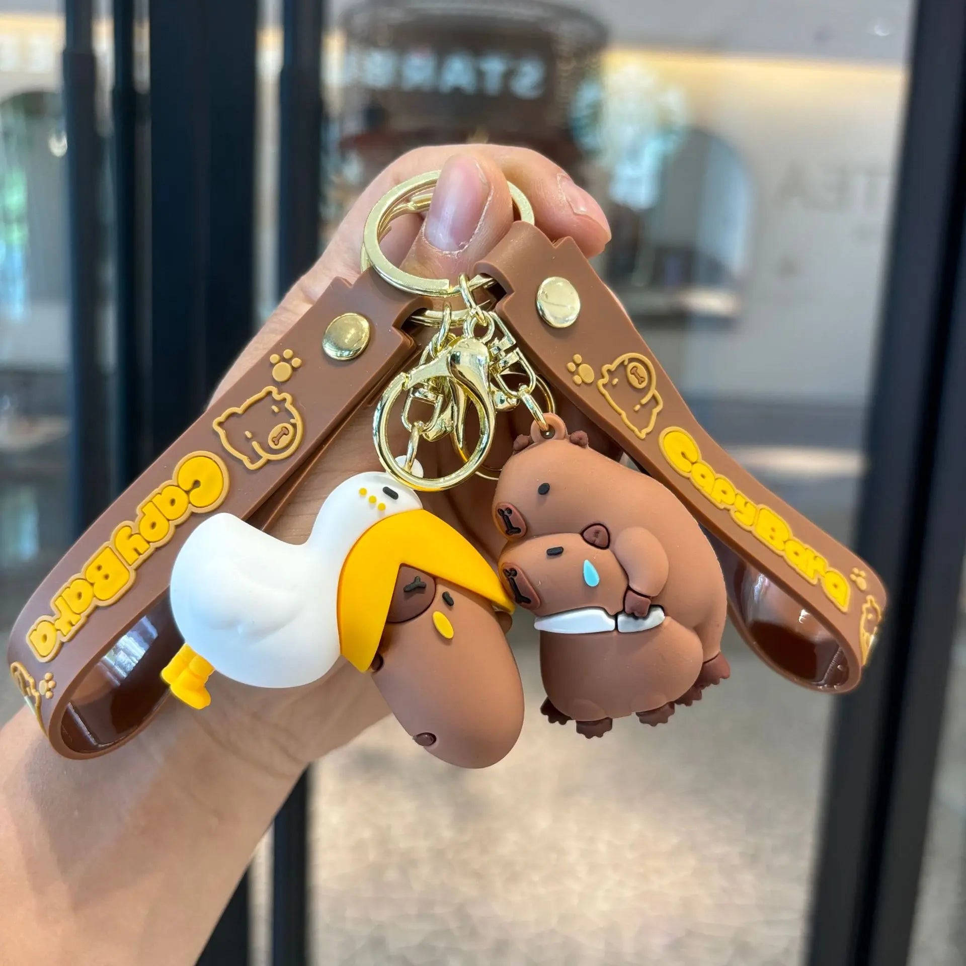 Cute Capybara Animal Keychains For Creative Car Keychain Cartoon Capibala Pendant Women Doll Keyring Charm Holiday Gifts Jewelry