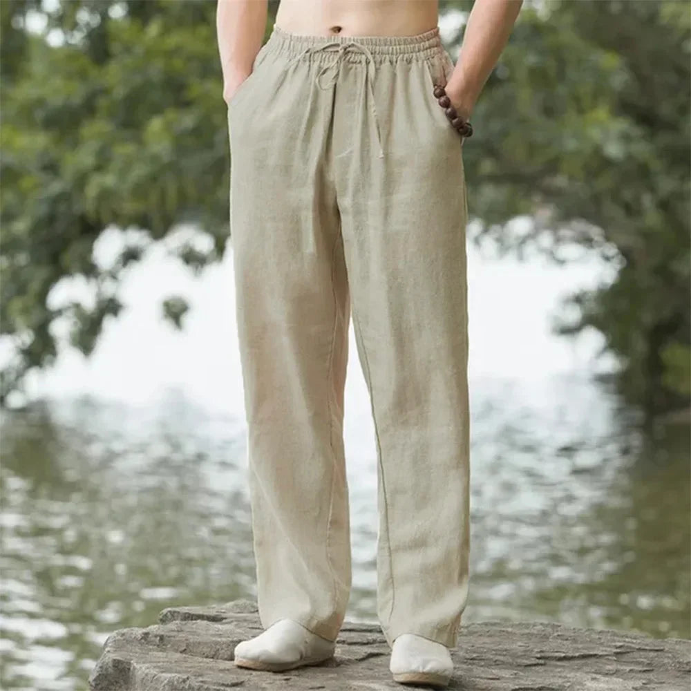New Men's Beach Pants Joggers Fashion Cotton Linen Sweatpants Casual Pants Hawaiian Vacation Loose Spring/Summer Long M-4XL