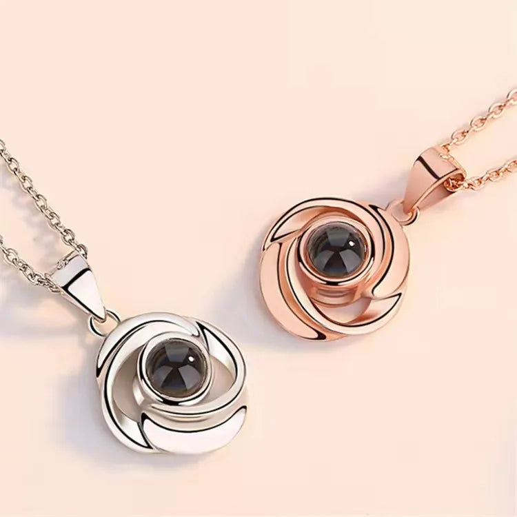 Valentine's Day Gift Photo Custom Projection Necklace Lock Shaped Projection Necklace Lover Family Wife Husband Memory Gift