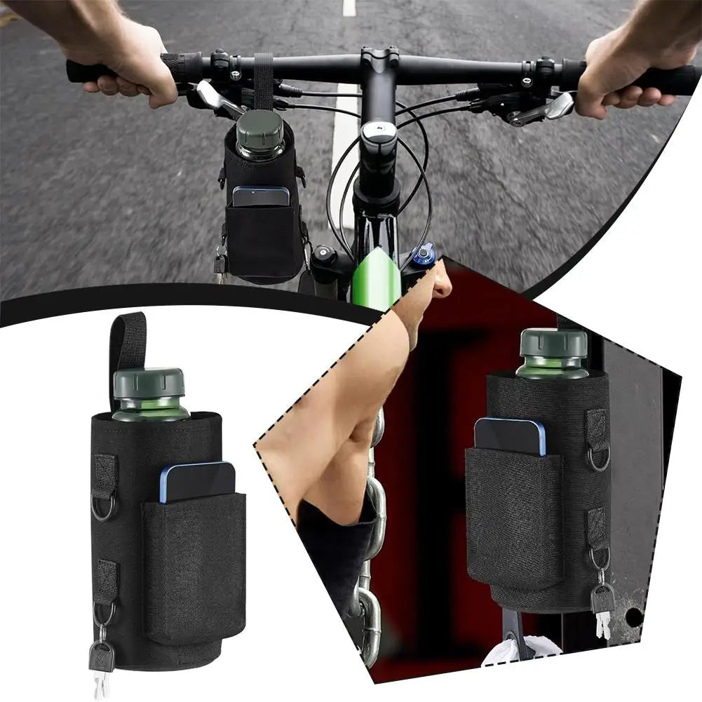 Magnetic Gym Water Bag,Water Bottle Tumbler Carrier Holder With Phone Pockets & Shoulder Strap,Sports Magnet Water Bottle Sleeve