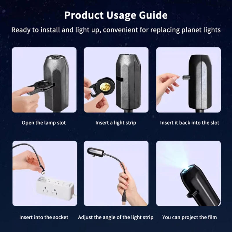 【C】USB Ceiling Moon & Earth Projection Night Light Starry Sky Galaxy Projector - Romantic Bedroom Atmosphere Lamp Easy to Use