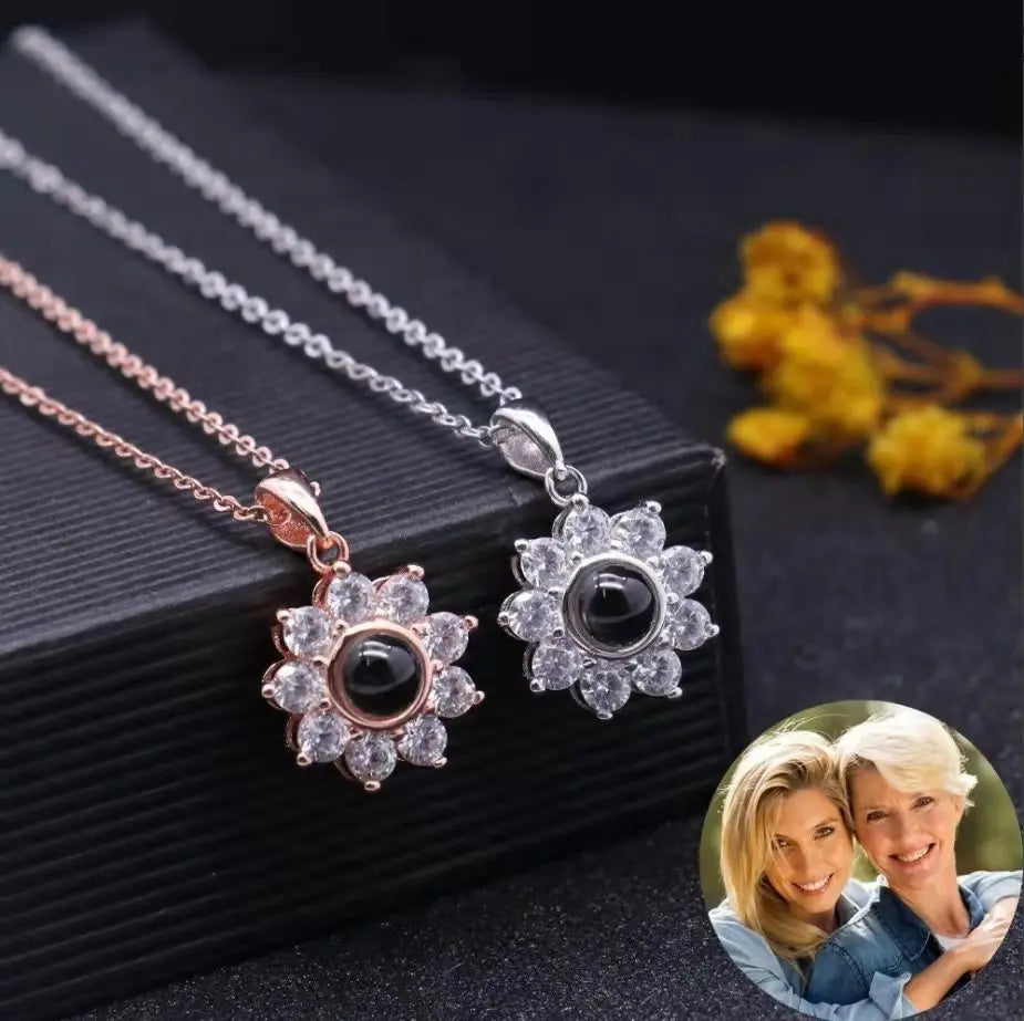 Valentine's Day Gift Photo Custom Projection Necklace Lock Shaped Projection Necklace Lover Family Wife Husband Memory Gift