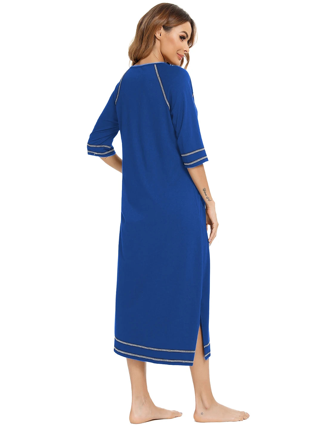 Zipper Women Sleepwear Pajama Maternity Dress 3/4Sleeve Nursing Baby Breastfeeding Nightdress Pregnancy Dress пижама хлопок