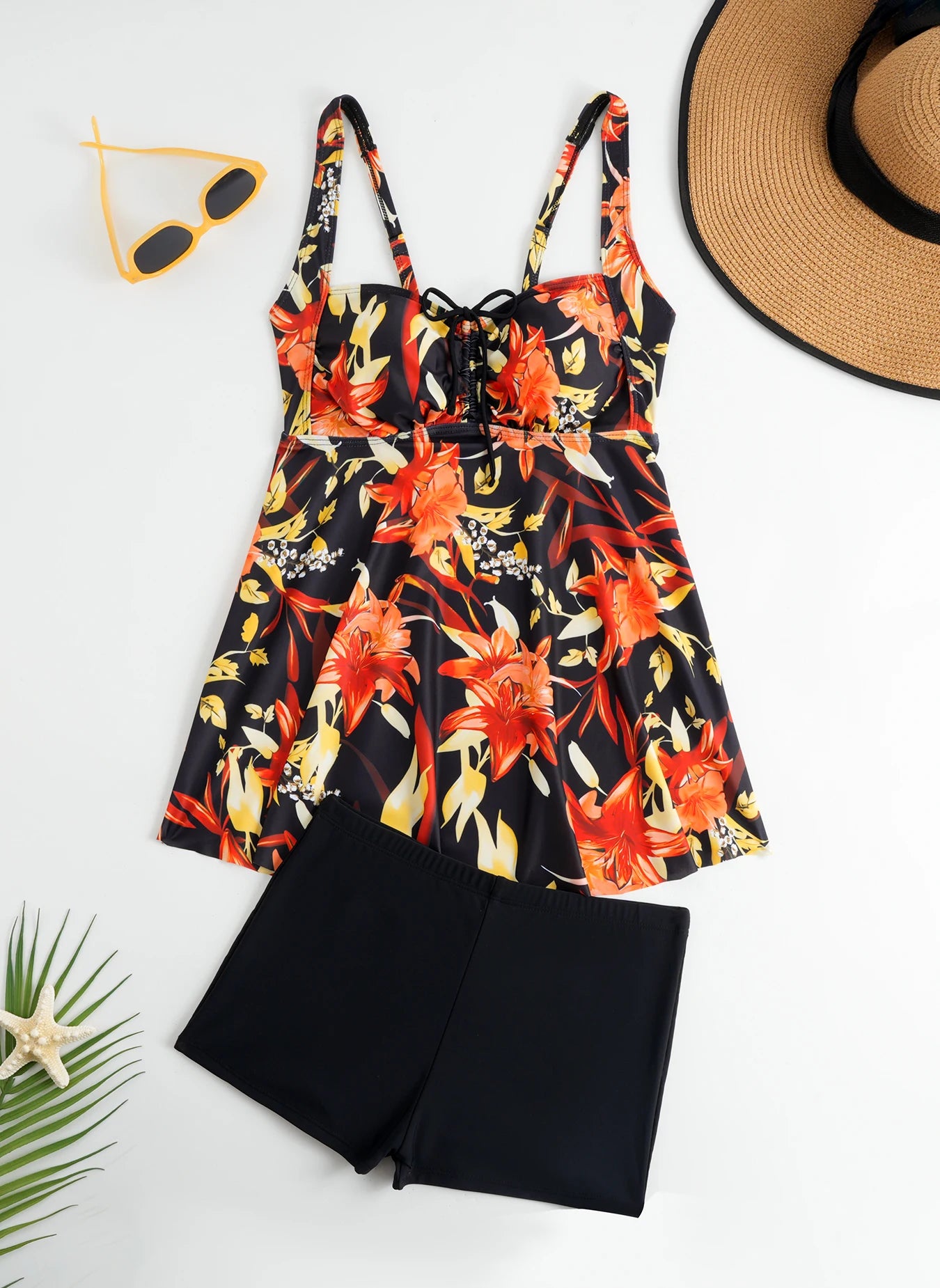 Tankini Set 2026 Two Pieces Swimsuit Women Beach Dress Printed Swimwear Female Bathers Bathing Swimming Swim Suit Beachwear XXL