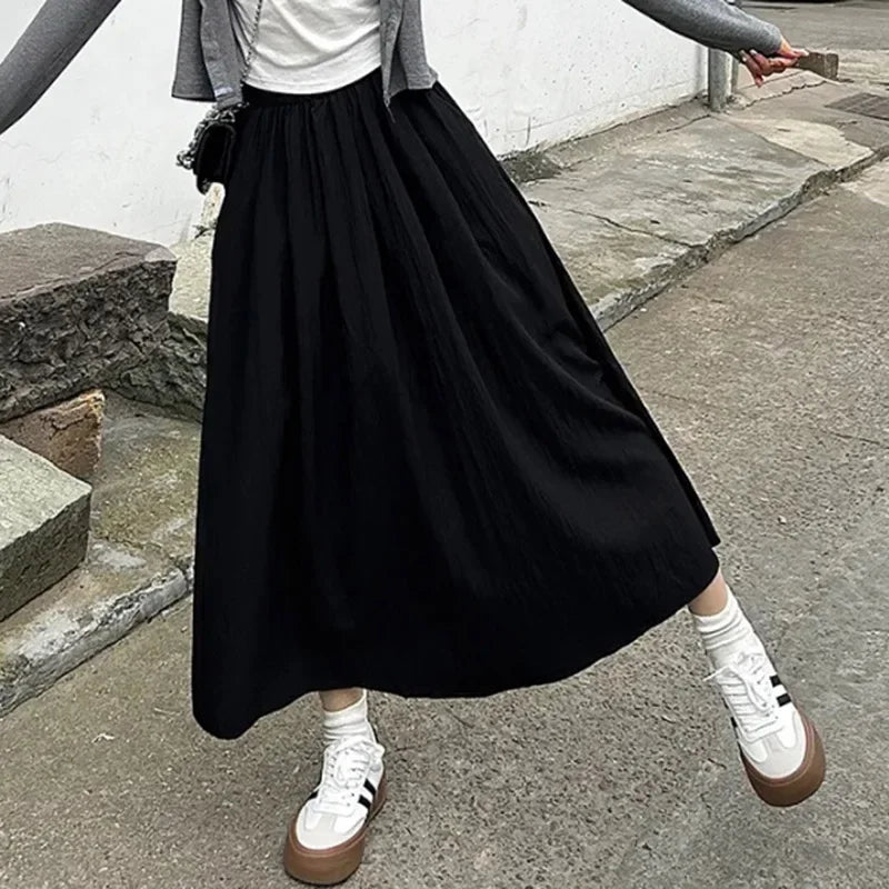 2026 Summer Women Fashion Colorful Long Skirts Girls Versatile Comfortable Elastic Dress Female Concise Leisure Vacation Skirts