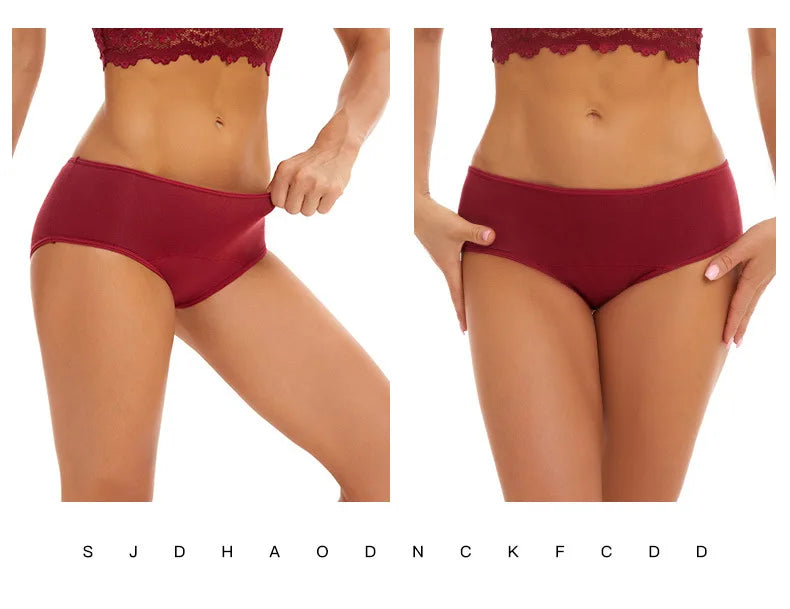 4pcs Women physiological Underwear Lady Large Size Mid Waist Panties Girl Brief Breathable Panty Plus Size Female Period Panties