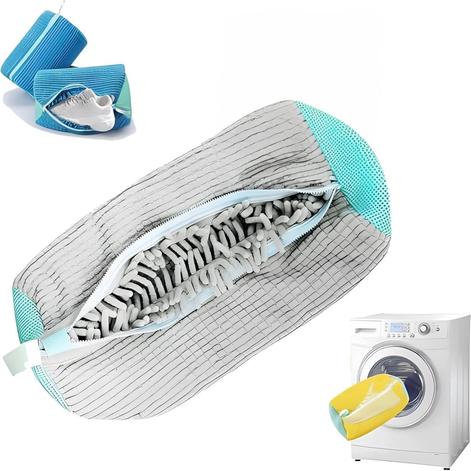 Shoe Washing Machine Bag Laundry Wash Bag for All Shoe Type Ideal for Sneakers Casual Shoes Reusable with Soft Cleaning Bristles