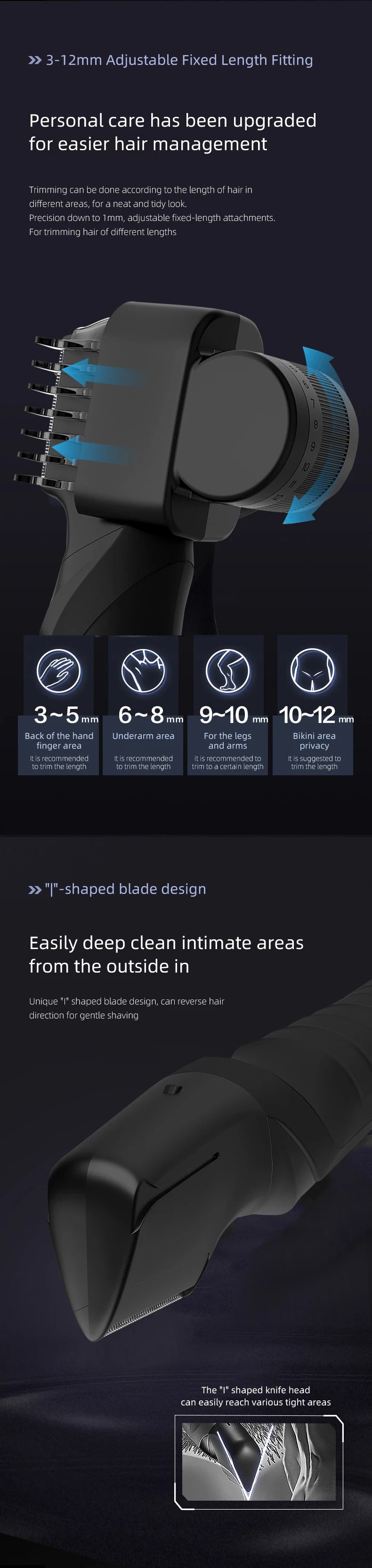 Resuxi New Men's Electric Body Hair Trimmer Multi Functional 3 in 1 Hair Clipper Shaver Set IPX5 Full Body Water Wash Clipper