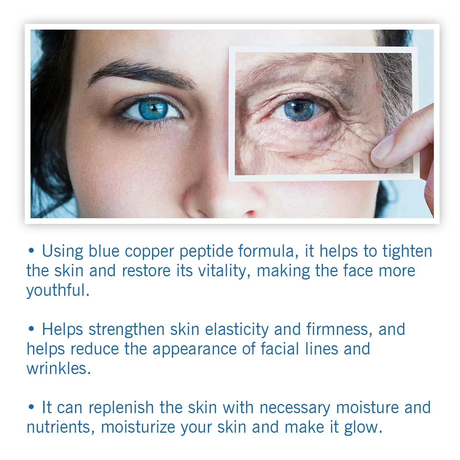 Blue Copper Peptide Wrinkle Remover Serum Instant Firming Lifting Anti-Aging Fade Fine Lines Whitening Korean Skin Care Products
