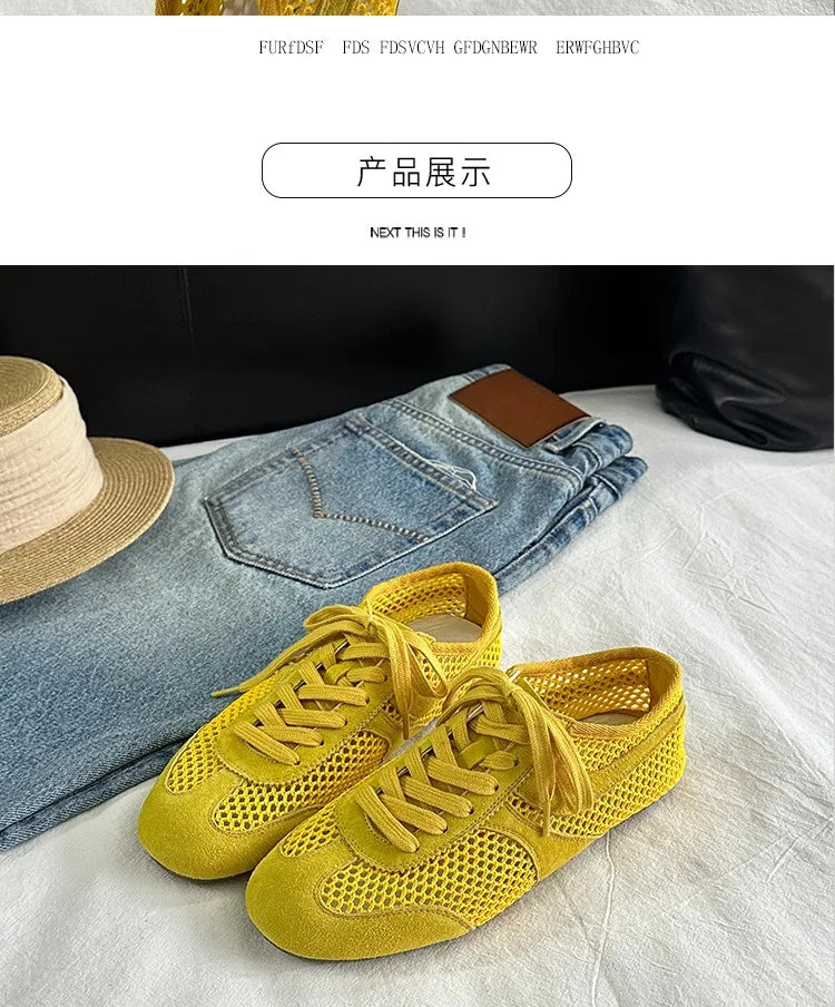 Women Sneakers 2026 Summer German Training Shoes Mesh Breathable Genuine Leather Shoes For Women Sports Casual Tennis Shoes