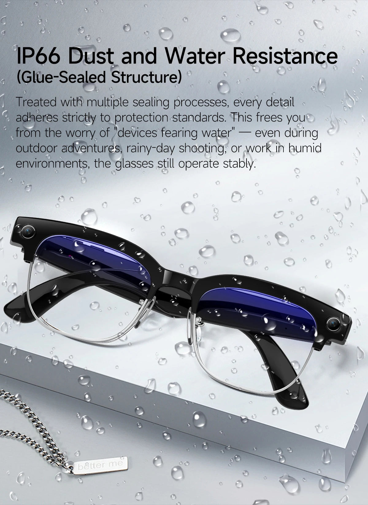 LIGE AI Smart Glasses 800W HD Anti-shake Camera Action Capture Goggles 3D Surroud Sound AI Chat Call Cycling Sports Sunglasses