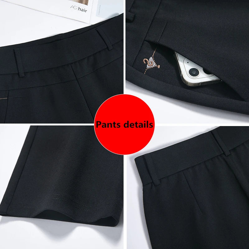 2026 New Women's Black Stretch Suit Pants, Fashion Purple Slim Trousers Green Brown Pantalones 27-34