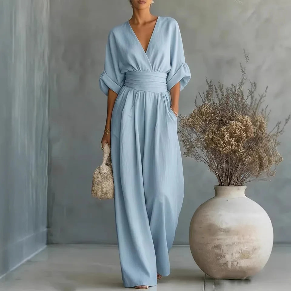 Women’s Elegant Slim Fit V-Neck Jumpsuit 2026