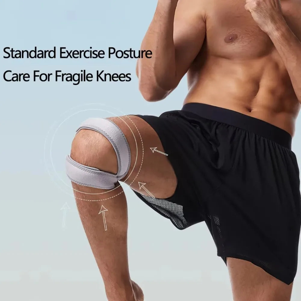 1/2Pcs Adjustable Sports Kneepad Double Patellar Knee Patella Tendon Support Strap Brace Pad ProtectorOpen Knee Wrap Strap Band