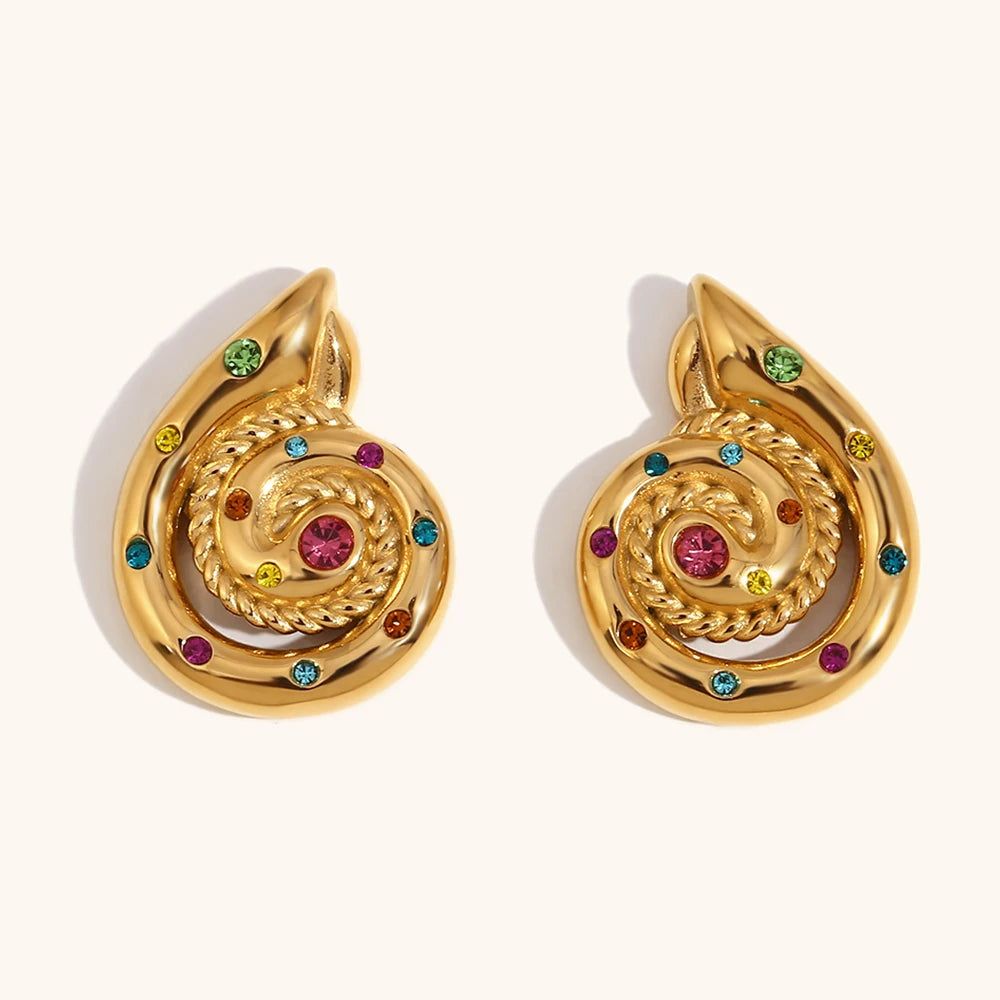 2024 Set With Diamonds Stainless steel earrings woman Fried Dough Twists Snail Earrings Fashion Jewelry Party Accessories