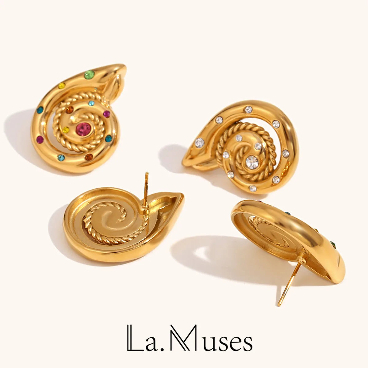 2024 Set With Diamonds Stainless steel earrings woman Fried Dough Twists Snail Earrings Fashion Jewelry Party Accessories