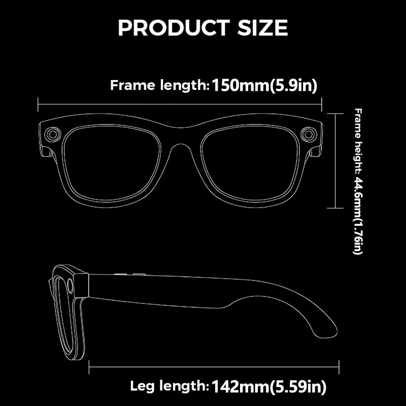 2026 New AI Smart Glasses 8MP HD Camera AI Object Recognition AI Translation 4K ULTRA HD IP66 Waterproof BT Call Smart Glasses