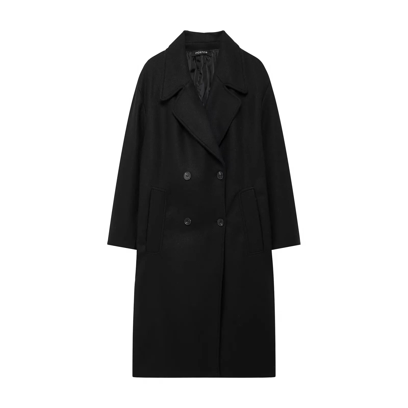 Retro Soft Material Loose Coat with Tweed Pattern Double Breasted Suit Collar Autumn Fashionable All-Match Women's Windbreaker