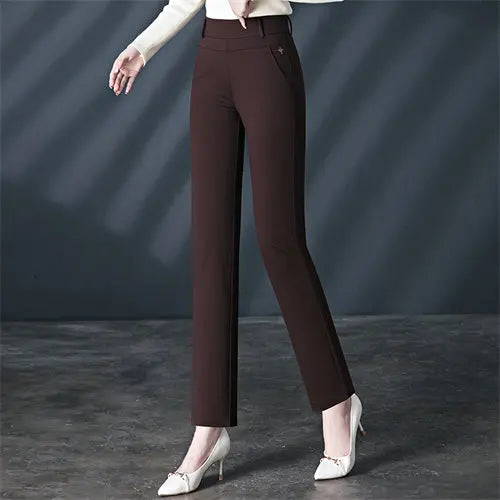 2026 New Women's Black Stretch Suit Pants, Fashion Purple Slim Trousers Green Brown Pantalones 27-34