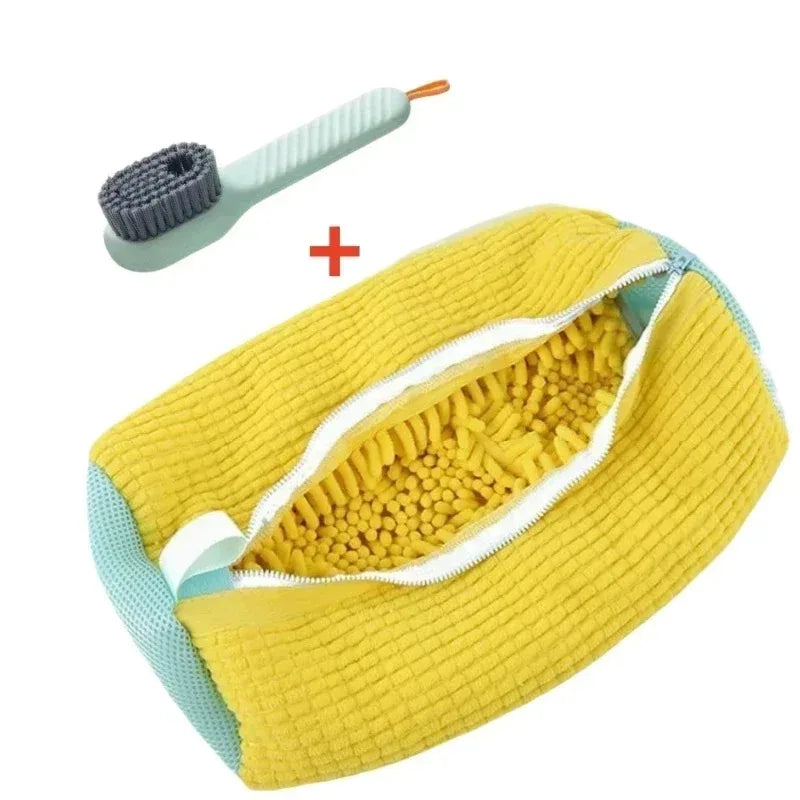 Durable Shoe Washing Machine Bag Yellow Blue Zipper Ideal for Sneakers And Casual Shoes Laundry Wash Bag for All Shoe Types
