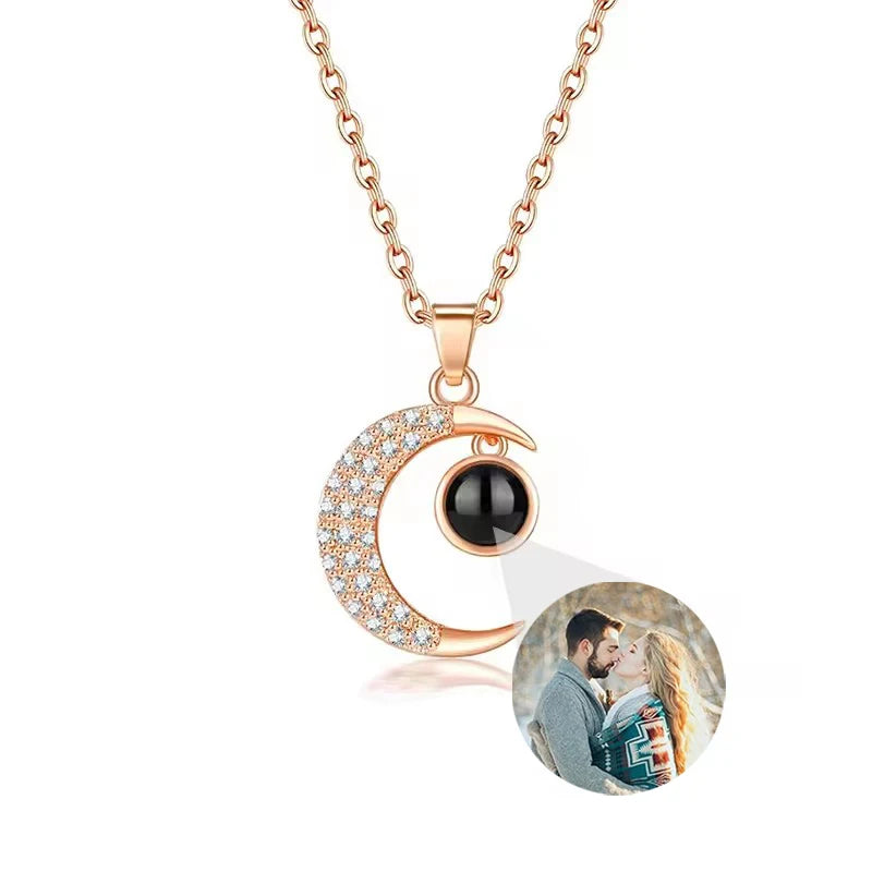 Personalized Picture Projection Necklace Custom Photo Pendant Necklace Love Memorial Gifts Birthday Gifts for Mom Wife Valentine