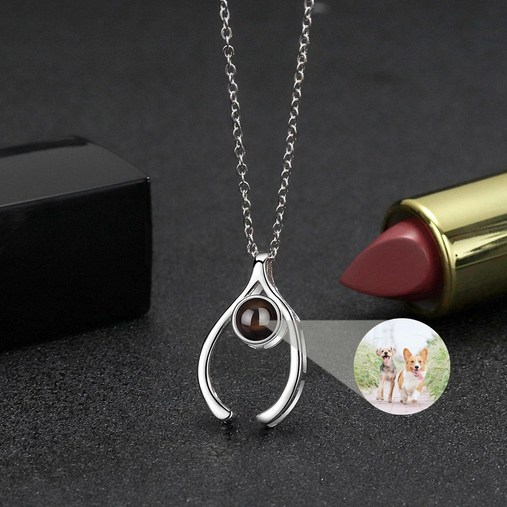Geometric/Camera Pendant Custom Photo Necklace for Women Personalized Projection Photo 925 Silver Chain Birthday Jewelry