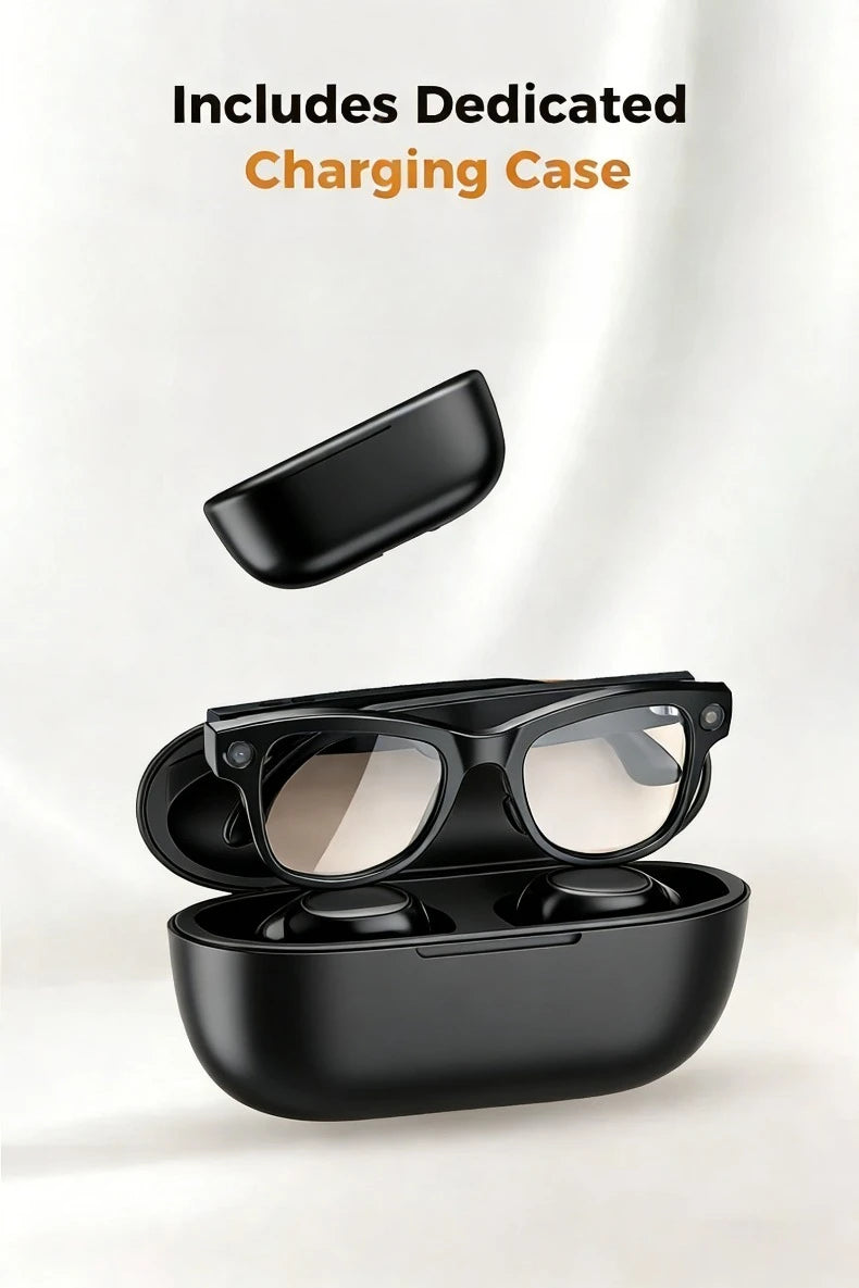 AI Smart Glasses GPT Camera 4K HD Multifunctional 3-in-1 Lens Bluetooth Call 3600Mah Battery Voice Assistant Control Sunglasses