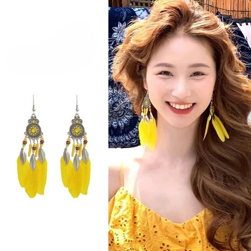 Cute Summer Flower Earrings Handmade Vacation Bohemian Earrings Exaggerated Beach Women Jewelry Party