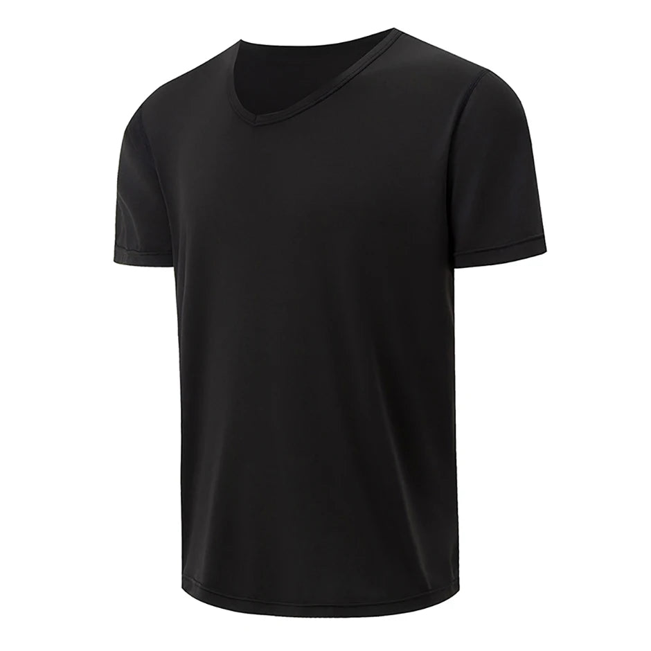 1/2/3 Pcs Men's Solid Color Casual Small White T Youth Loose Joker Classic V-neck Comfortable Short Sleeve Simple Fashion T-shir