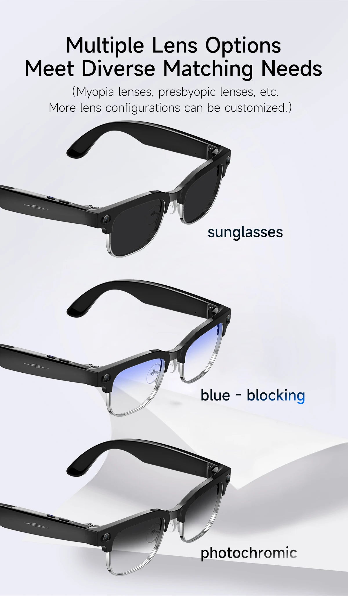 New HOT Business Smart Glasses Men 800W 4K HD Camera 1080P Shooting Action Capture AI Chat Call Waterproof Windproof Sunglasses