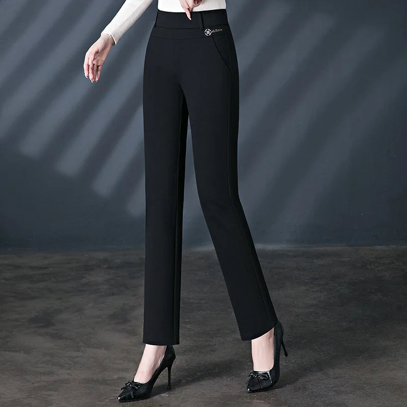 2026 New Women's Black Stretch Suit Pants, Fashion Purple Slim Trousers Green Brown Pantalones 27-34
