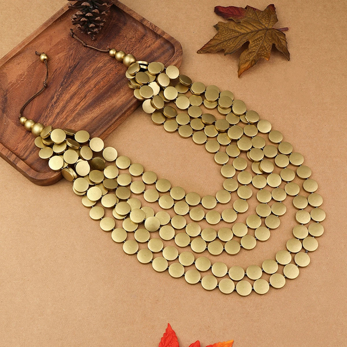 2026 Trend Fashion Geometric Round Wooden Beads Handmade Beaded MultiLayer Long Necklaces For Women Vacation Party Jewelry