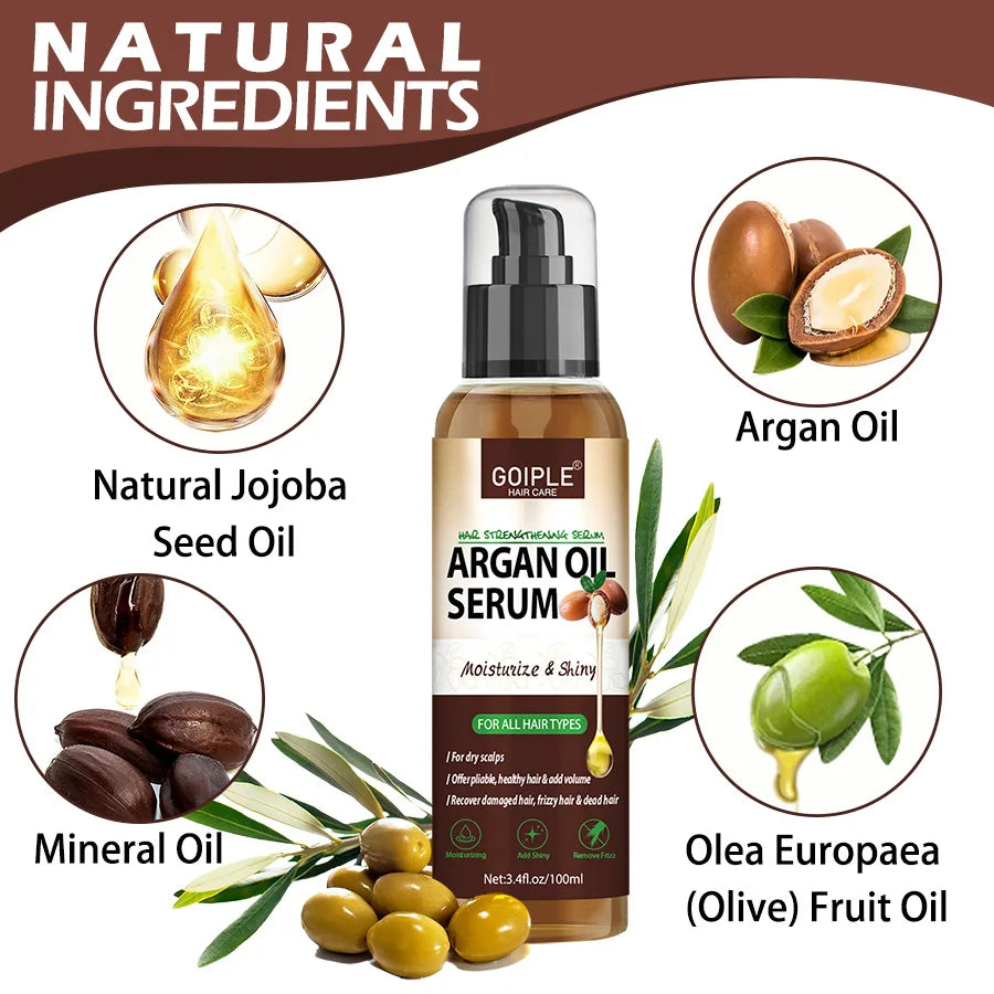 100ml Argan Oil Hair Serum Moisturizing Shiny Remove Frizz Conditioner Repair Damaged Hair and Restore Hairs Gloss Essential oil