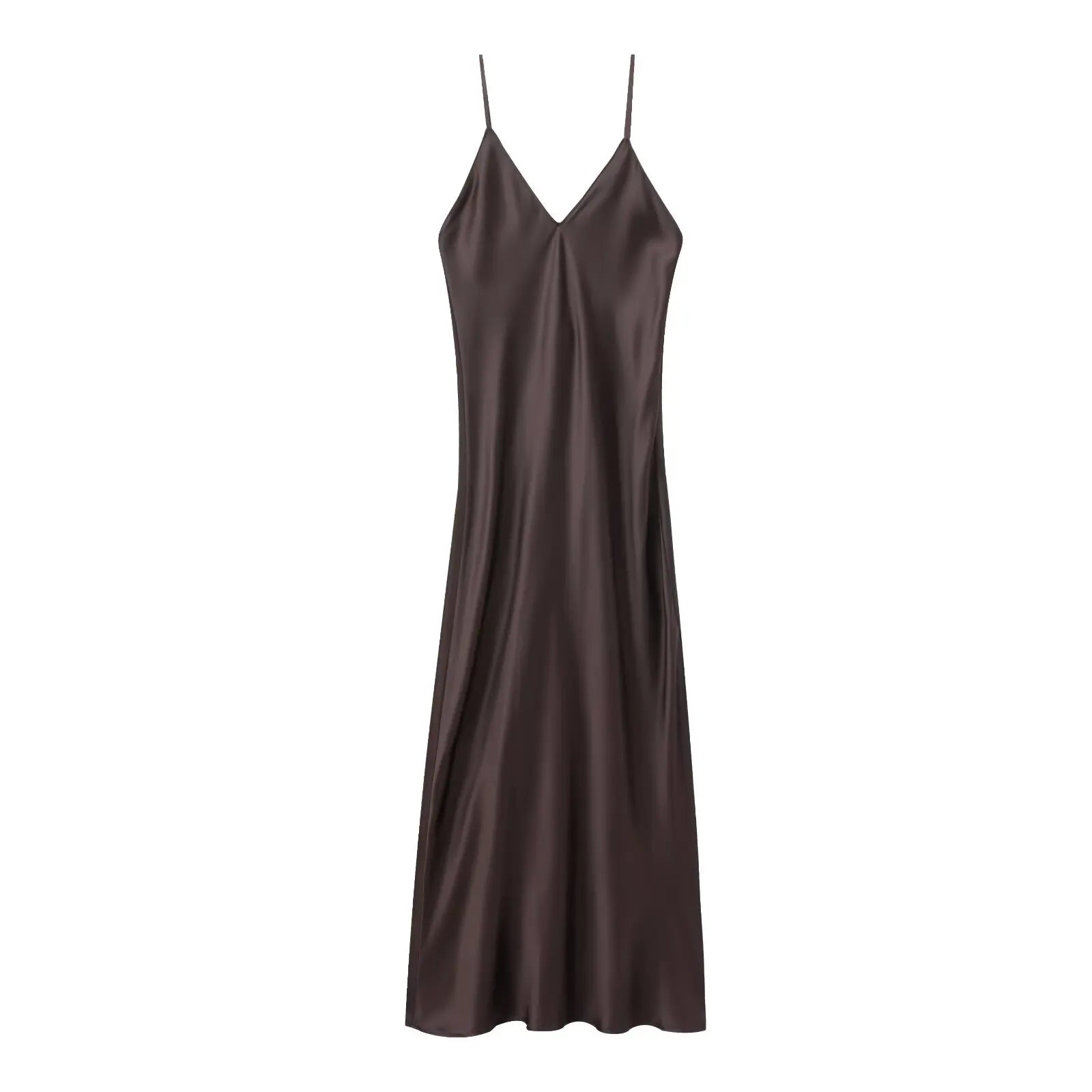 KONDALA Fall Women Sexy Stain Long Dress Thin Strap Backless Slim Long Dress New 2025 Fashion Summer  Party Long Slim Dress