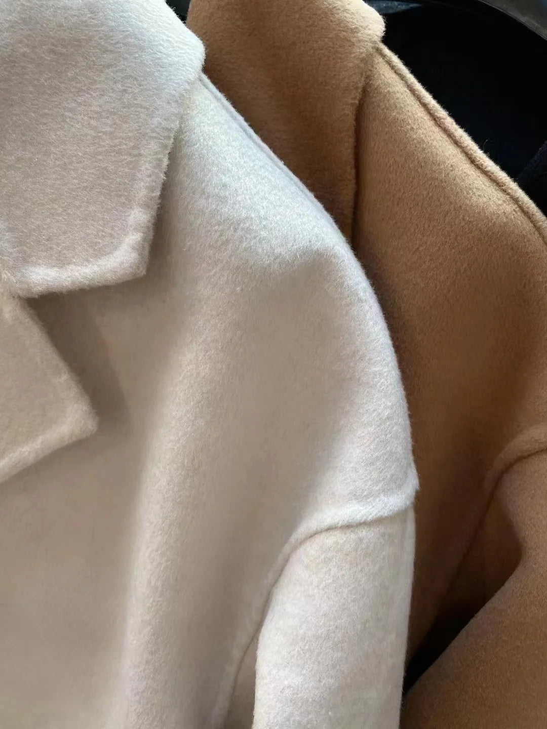 2025 Autumn Women Drouble Breasted Woolen Coat Fashion Loose Style Women Winter Clothes Long Coats Tops New