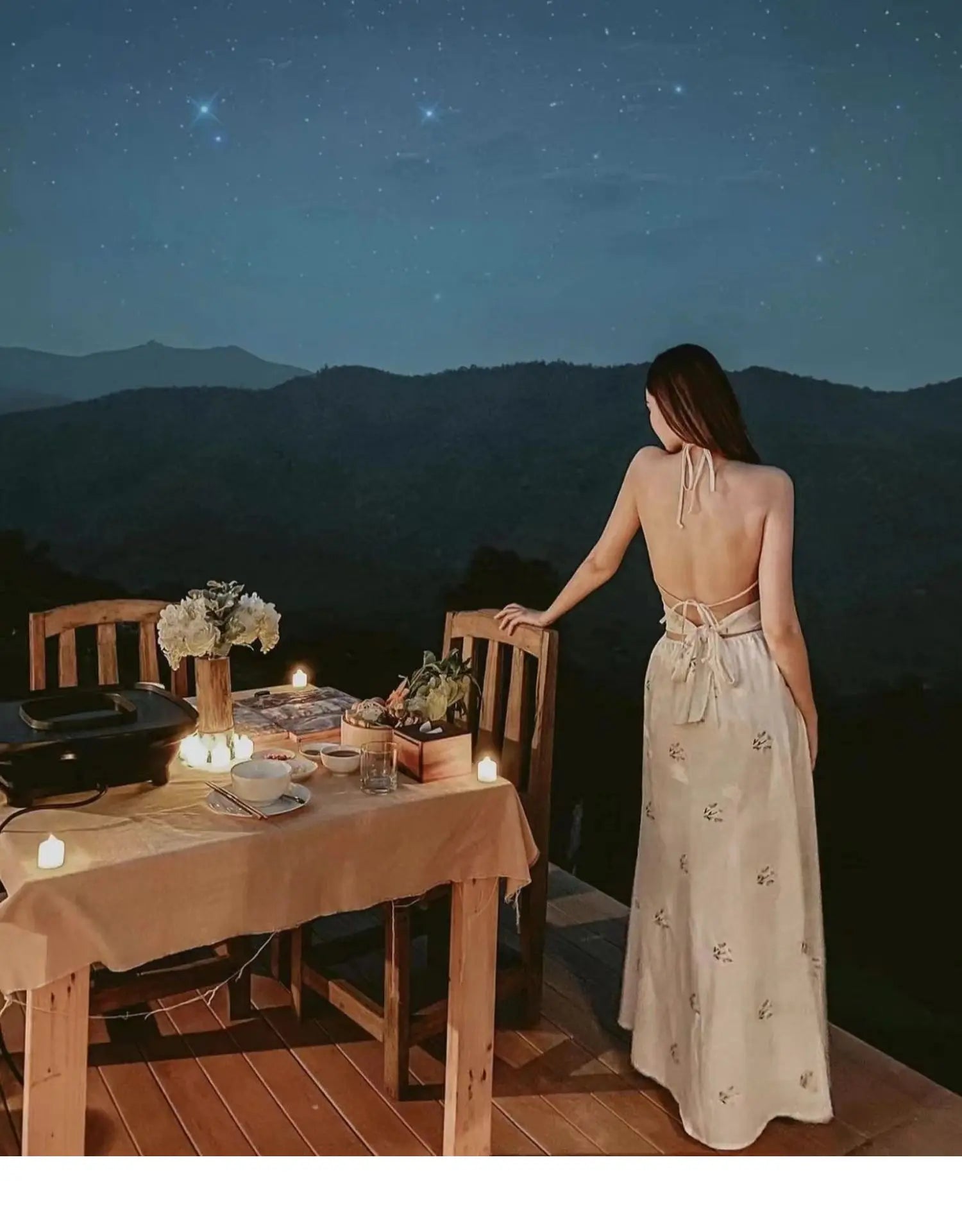 Korean style Women Summer Sleeveless Cotton Hemp Halter Neck Dress Daisy Embroidery Backless Lace Up Midi Holiday Dress