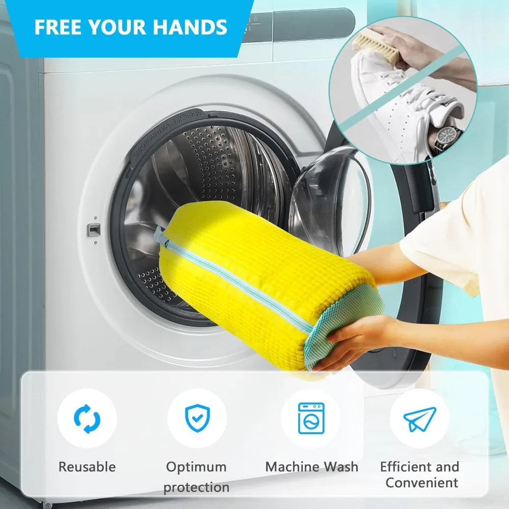 1Pcs Shoe Washing Machine Bag, Sneaker Laundry Bag for Washing Machine Extra Long and Thick Microfibre Fluff Reusable for Washer