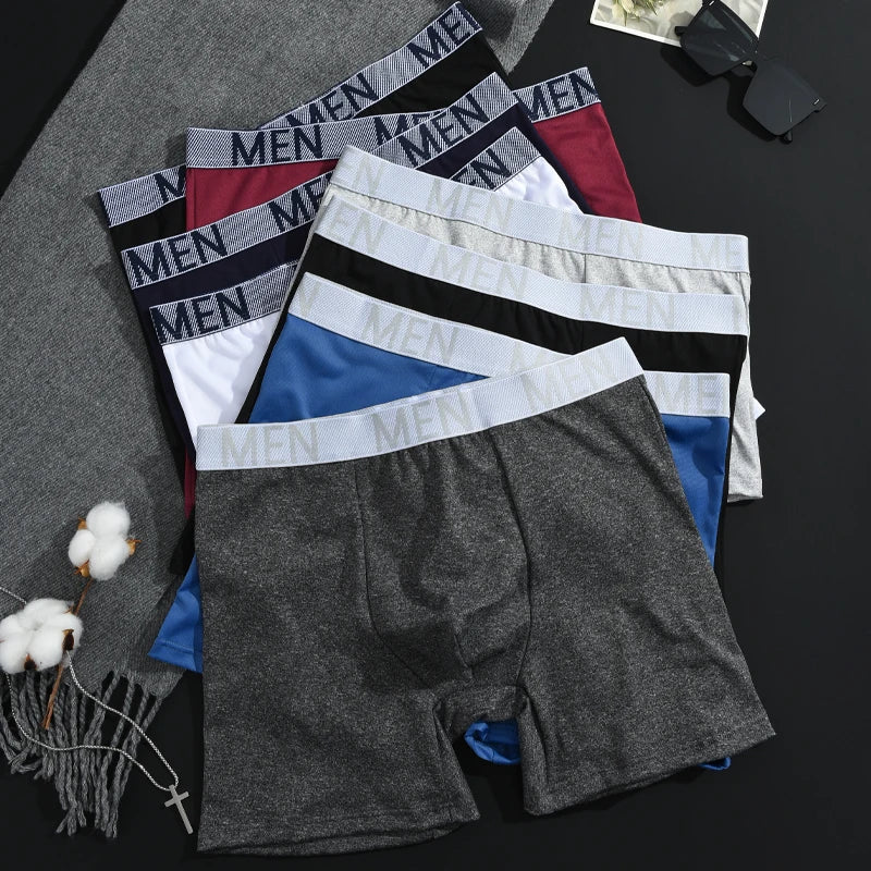 4Pcs/Set Seamless Milk Silk Mid-Long Boxer Shorts For Men Fashion High Elastic Leisure Comfortable Boyshort Sexy Male Underwear