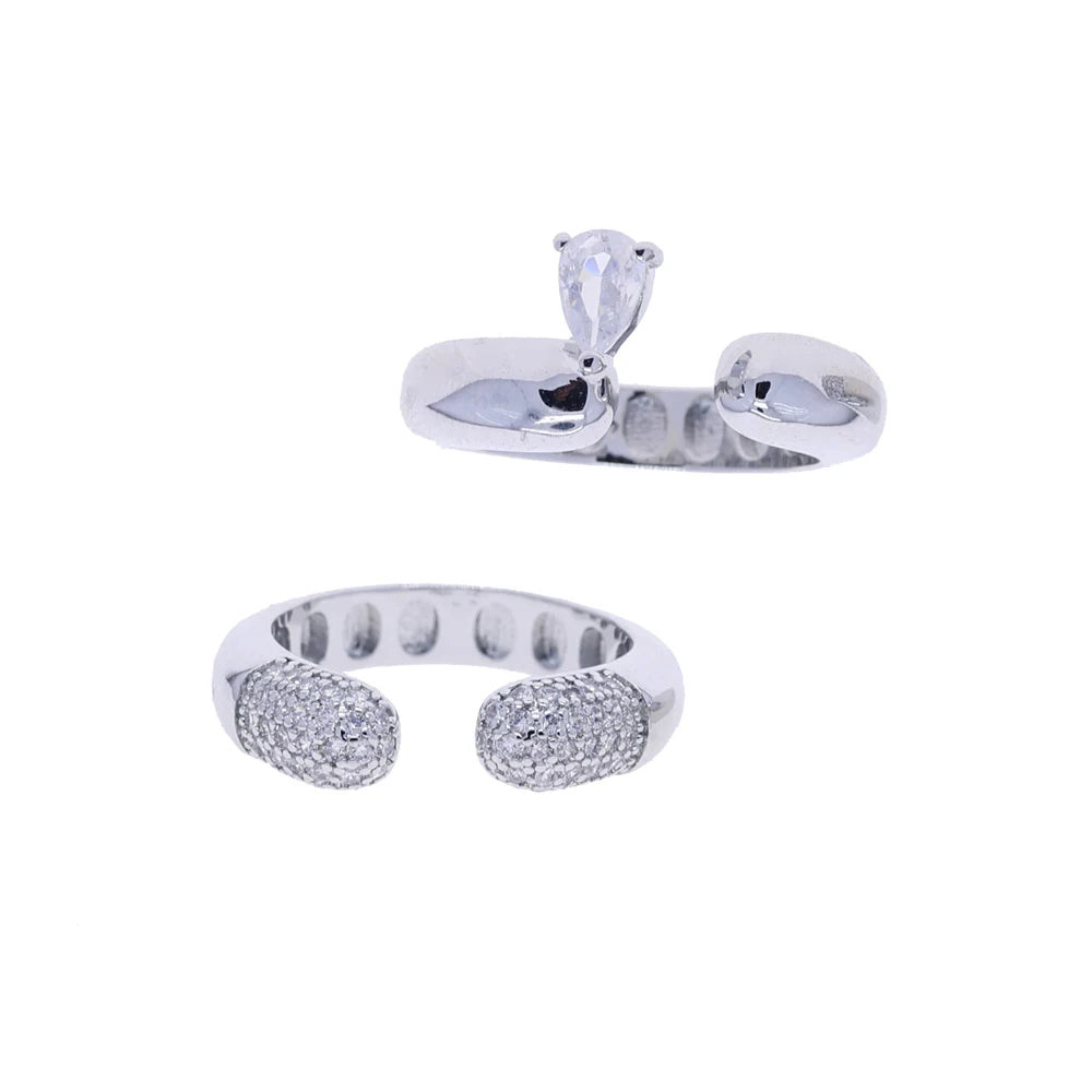 2026 New Arrivals Stacking Open Finger Rings Pave Bling Water Drop Cubic Zirconia For Women Fashion Geometric Jewelry