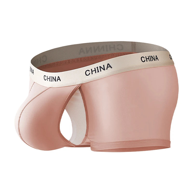Open Front Underwear Men Sexy Men's Boxer Shorts Panties Breathable Pouch Bulge Underpants Male