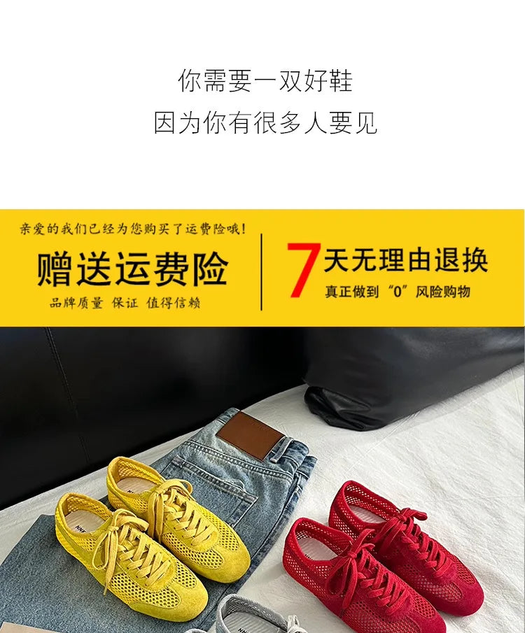 Women Sneakers 2026 Summer German Training Shoes Mesh Breathable Genuine Leather Shoes For Women Sports Casual Tennis Shoes