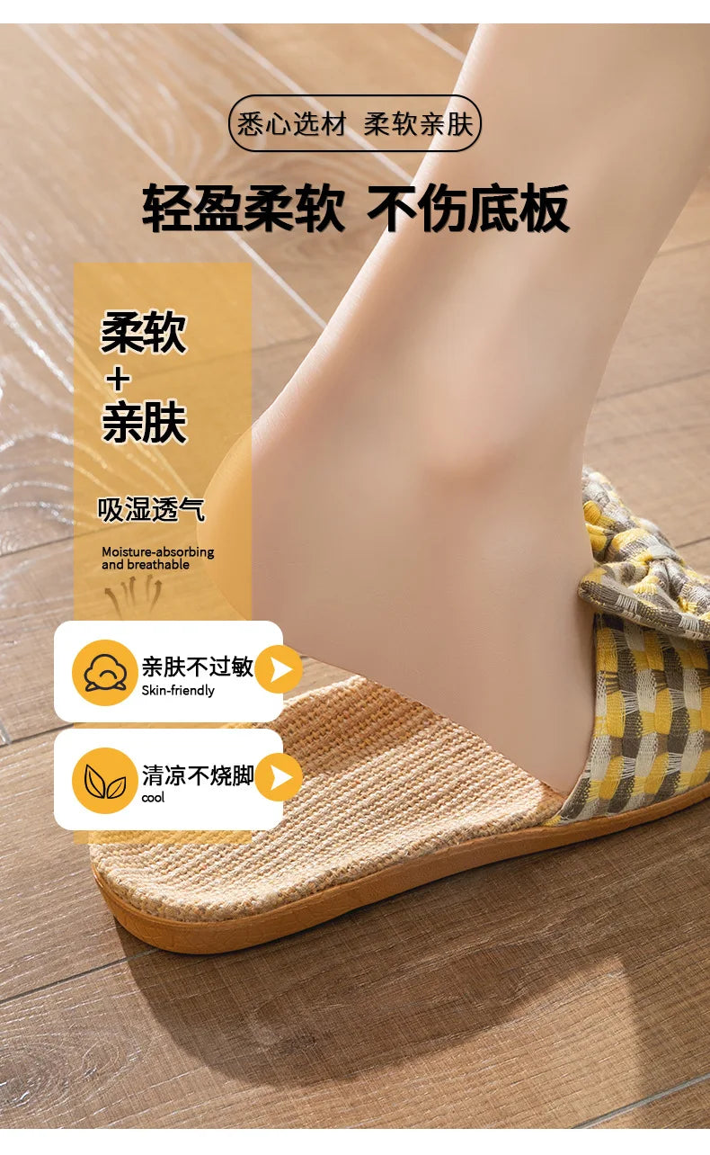 New linen fabric slippers for women perfect for summer suitable for home  indoor use soft sole non-slip. slippers