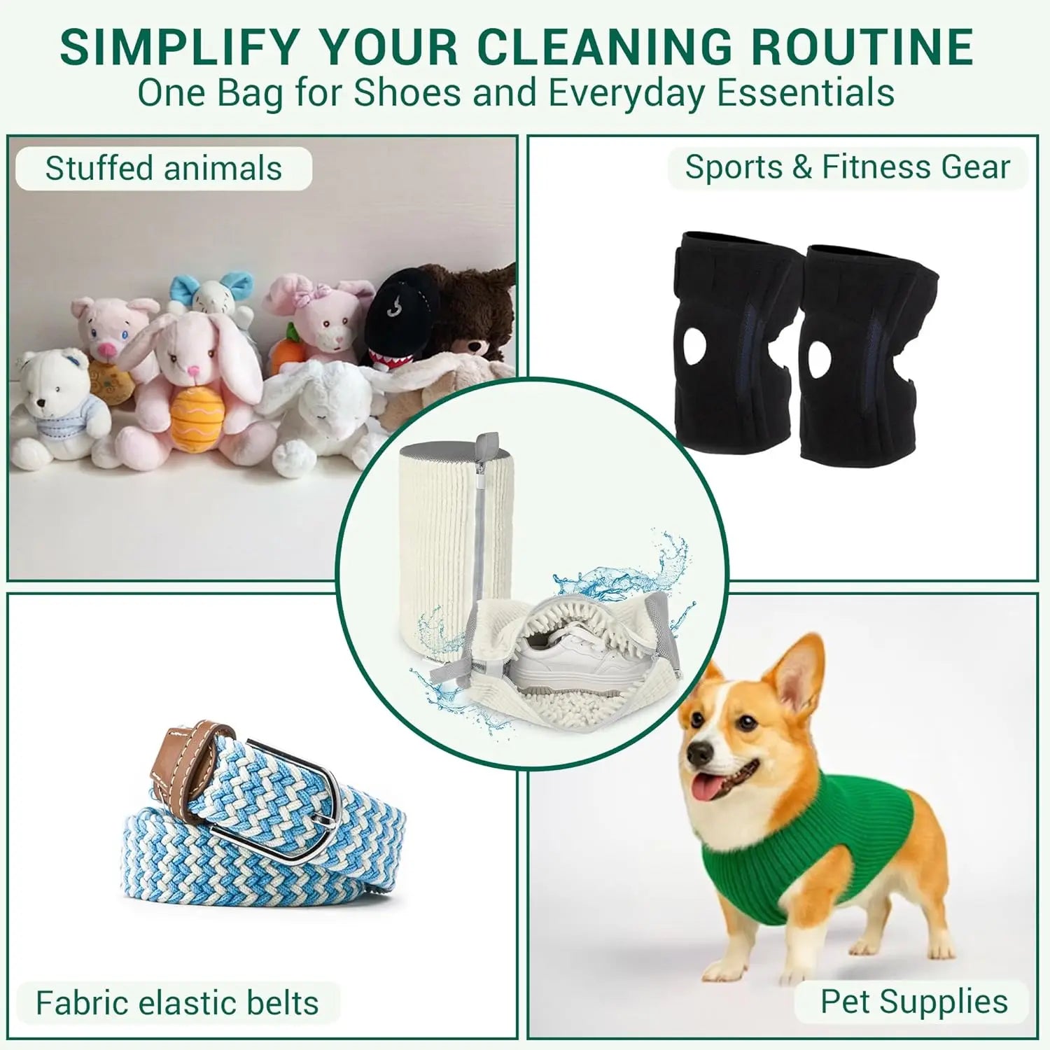1Pcs Shoe Washing Machine Bag, Sneaker Laundry Bag for Washing Machine Extra Long and Thick Microfibre Fluff Reusable for Washer